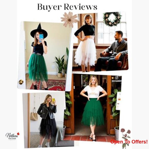 Polyester Tulle Skirt with Elastic Waist Asymmetrical A-Line - Picture 5 of 7